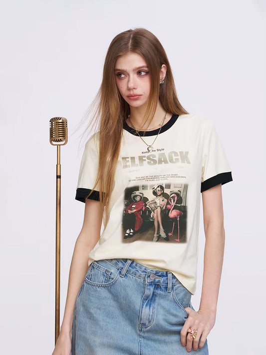 ヴィンテージ風フォトリンガーTシャツ