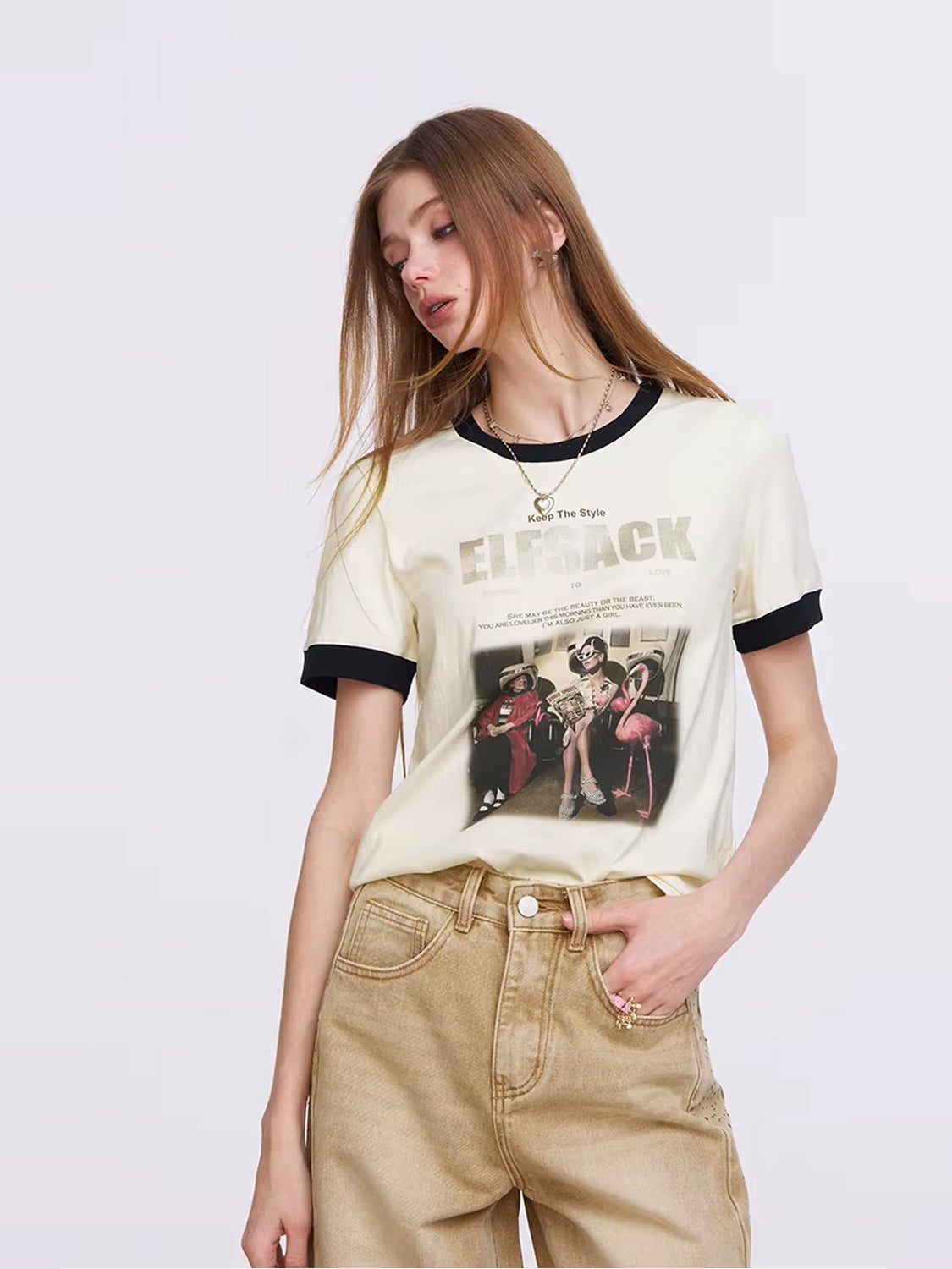 ヴィンテージ風フォトリンガーTシャツ