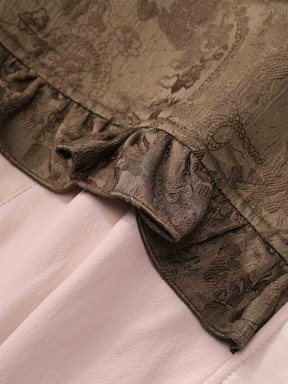 Vintage Sweet Cool Rivet Accent Jacquard Ruffle Cropped Jacket